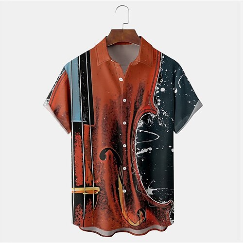 

Men's Shirt Summer Hawaiian Shirt Graphic Prints Musical Instrument Turndown Red Outdoor Street Short Sleeves Button-Down Print Clothing Apparel Sports Fashion Streetwear Designer