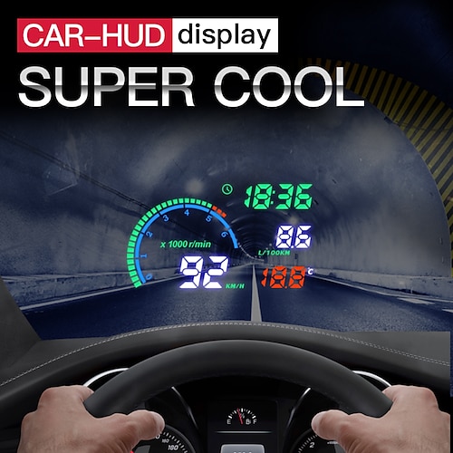 

i9 hud bil head up display automatisk stor skærm hd høj præcision multifunktionel obd hastighed temperatur olieforbrug spænding instrumentbræt