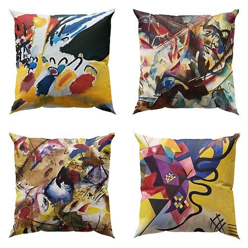 

berühmte malerei doppelseite kissenbezug 4 stück kandinsky weiche dekorative quadratische kissenbezug kissenbezug für schlafzimmer wohnzimmer sofa couch stuhl