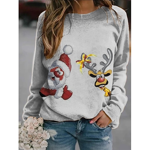 

Christmas Santa Claus Reindeer Ugly Christmas Sweater / Sweatshirt Hoodie Adults' Women's Cosplay Christmas Christmas Christmas Carnival Masquerade Festival / Holiday Polyester Red / Gray Women's Easy