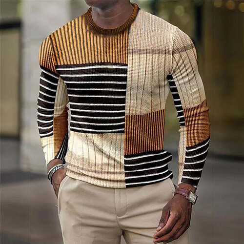 

Per uomo Magliette Maglietta Waffle Pop art Color Block Girocollo Abbigliamento Stampa 3D Esterno Informale Manica lunga Stampa Di tendenza Originale Comodo
