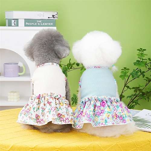 

Chien Chat Robe Fleur Adorable Doux Extérieur Quotidien Vêtements pour Chien Vêtements pour chiots Tenues De Chien Doux Vert foncé Beige Costume pour fille et garçon chien Polyester Coton XS S M L XL