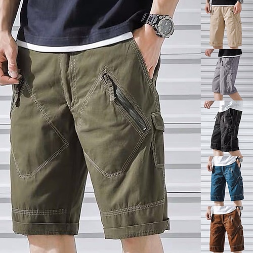 

Herre Shorts med lommer Shorts Lynlås Multi lomme Vanlig Komfort Påførelig Knælængde Afslappet Daglig Ferie Basale Sport Militærgrøn Sort