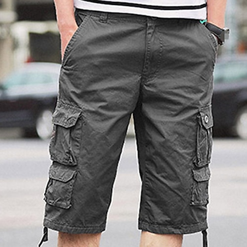 

Herren Cargo Shorts Kurze Hosen Shorts Kurze Hosen Bein Kordelzug Multi Pocket Glatt Komfort Outdoor Täglich Ausgehen 100% Baumwolle Modisch Strassenmode Wein Khaki