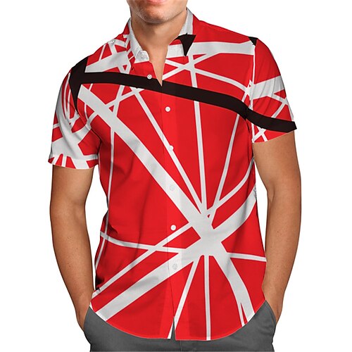 

Herren Hemd Hawaiihemd Sommerhemd Gestreift Grafik-Drucke Umlegekragen Rote Strasse Casual Kurze Ärmel Button-Down Bedruckt Bekleidung Tropisch Sport Strassenmode Designer