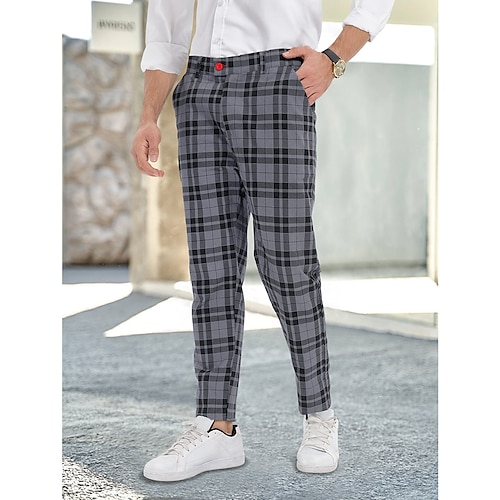 

Per uomo Pantaloni Chino Pantaloni eleganti scozzesi Tasche Reticolo Traspirante Informale Giornaliero Streetwear Moda Grigio scuro Media elasticità