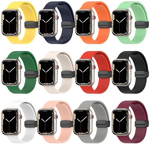 

Sport Band Compatible with Apple Watch band 38mm 40mm 41mm 42mm 44mm 45mm 49mm Waterproof Magnetic Clasp Adjustable Silicone Strap Replacement Wristband for iwatch Series Ultra 8 7 6 5 4 3 2 1 SE