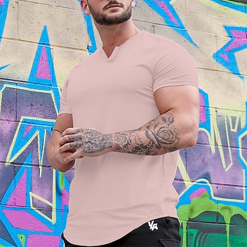 

Per uomo maglietta Liscio A V Esterno Sport Maniche corte Abbigliamento Di tendenza Streetwear Casual quotidiano