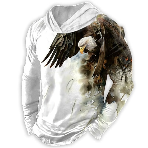 

Per uomo Felpa con cappuccio pullover Bianco Con cappuccio Animali Stampe astratte Aquila Stampa Giornaliero Sport Per eventi Stampa 3D Streetwear Originale Informale Primavera estate Abbigliamento