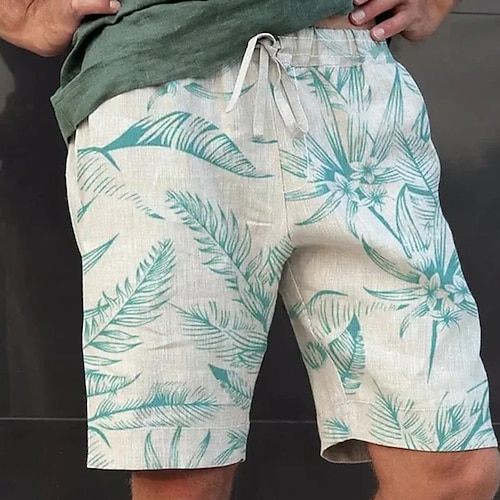 

Herren Shorts Kurze Hosen Sommer-Shorts Strandshorts Kurze Hosen Kordelzug Elastische Taille Graphic Blatt Atmungsaktiv Weich Kurz Casual Täglich Festtage Strassenmode Hawaiianisch Weiß