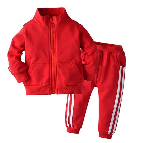 

2 pezzi Bambino Da ragazzo Tute sportive Vestito Tinta unica Manica lunga Cerniera Impostare Sportivo Autunno Primavera 3-7 anni collare in piedi rosso collare in piedi nero Stand Collare Curcuma