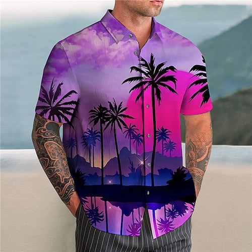 

Per uomo Camicia Camicia hawaiana Albero di cocco Stampe astratte Collo ripiegabile Blu Viola Grigio Strada Informale Maniche corte Bottone giù Stampa Abbigliamento Tropicale Sportivo Streetwear