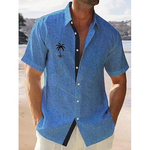 

Hombre Camisa Árbol de coco Estampados Cuello Vuelto Blanco Rojo Azul Piscina Verde Trébol Azul azul Calle Casual Mangas cortas Abotonar Estampado Ropa Lino Deportes Moda Ropa de calle Design