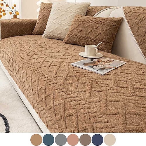 

Plush Winter Sofa Mat Cover Slipcover Sofa Seat Cover Sectional Couch Covers,Furniture Protector Anti-Slip Couch Covers(Sold by Piece/Not All Set)
