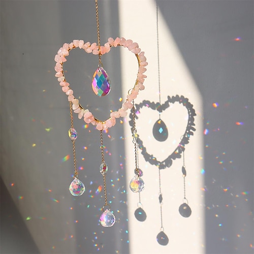 Love Crystal Sun catcher, Rainbow Maker, Hanging Crystal Window Prism,  Witch Suncatcher Wind Chime Wall Decor, Boho Home Decor 2023 - US $18.45