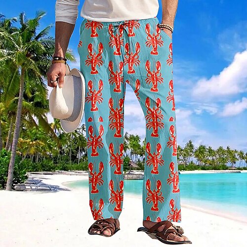 

Per uomo Pantaloni Pantaloni estivi Pantaloni da spiaggia A cordoncino Vita elastica Gamba dritta Animali Stampe astratte Comfort Informale Giornaliero Per eventi Hawaiano Moda Blu Marrone