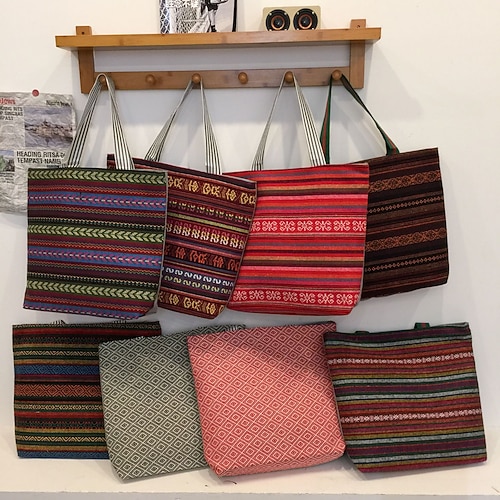 

Per donna Sacca Borsa in tela Tela Shopping Giornaliero Massima capacità Traspirante Duraturo Folk Vinaccia Rosso marrone Nero