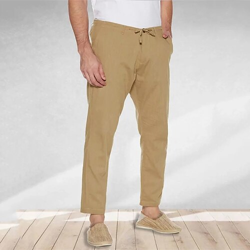 

Per uomo Pantaloni di lino Pantaloni Pantaloni estivi Pantaloni da spiaggia A cordoncino Liscio Traspirante Morbido Informale Giornaliero Per eventi Misto cotone e lino Di tendenza Streetwear Cachi