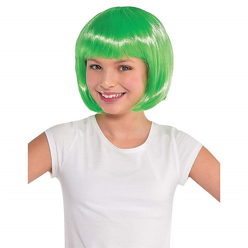 

parrucca da festa dritta stile caschetto corto verde per cosplay di halloween giorno di san patrizio