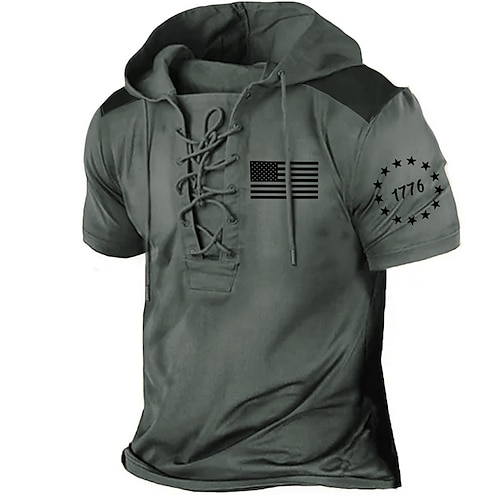 

Hombre Sudadera Con Capucha Gris Con Capucha Estampados Bandera Acordonado Estampado Deporte Diario Festivos Impresión 3D Design Casual De Deporte Primavera verano Ropa Sudaderas con capucha Sudaderas