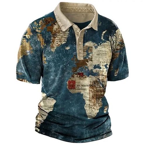 

Per uomo POLO Camicia da golf Golf Mappa Stampe astratte Collo ripiegabile Blu marino Esterno Strada Maniche corte Bottone giù Stampa Abbigliamento Sportivo Di tendenza Streetwear Originale