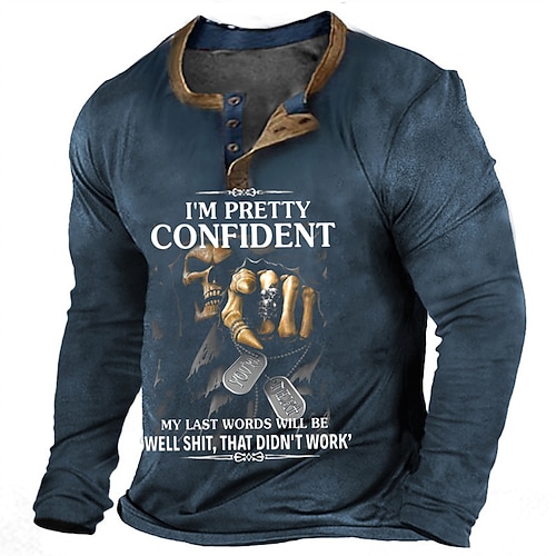 

Per uomo Camicia Henley Magliette Pop art Alfabetico Henley Abbigliamento Stampa 3D Esterno Informale Manica lunga Bottone giù Stampa Di tendenza Originale Comodo