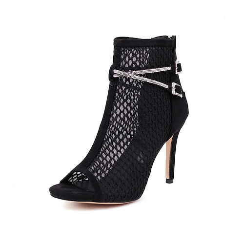 

Per donna Sandali Sandali Stivali Stivali estivi Giornaliero A stiletto Punta aperta Sensuale Finto camoscio Cerniera Tinta unica Nero Beige