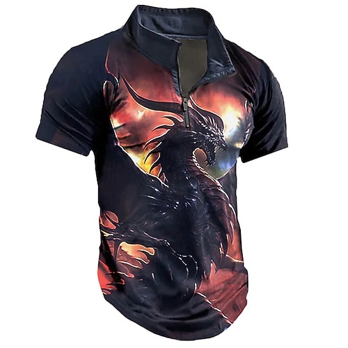 

Per uomo POLO Camicia da golf Golf Polo con zip Drago Stampe astratte Mostro Colletto alla coreana Rosso Esterno Strada Manica corta Cerniera Stampa Abbigliamento Di tendenza Streetwear Originale