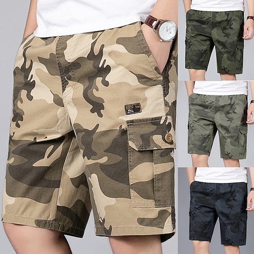 

Herre Shorts med lommer Shorts Snørelukning Elastisk Talje Multi lomme Camouflage Komfort Åndbart Knælængde Afslappet Daglig Ferie 100 % bomuld Basale Sport Militærgrøn Gul camouflage