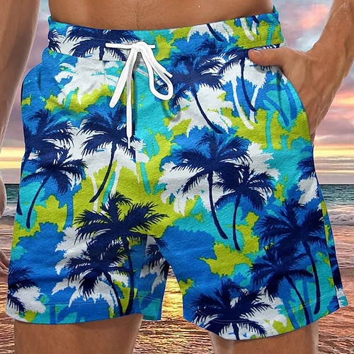 

Herre Surf shorts Badeshorts Sommer shorts Strandshorts Snørelukning med mesh-for Elastisk Talje Kokos palme Grafiske tryk Hurtigtørrende Korte Afslappet Daglig Ferie Boheme Hawaiiansk Blå