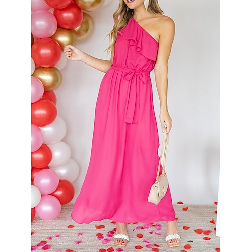 

abito formale lungo da donna maxi abito formale abito formale da festa abito formale casual altalena abito formale semplice moda casual all'aperto weekend quotidiano lace up volant senza maniche