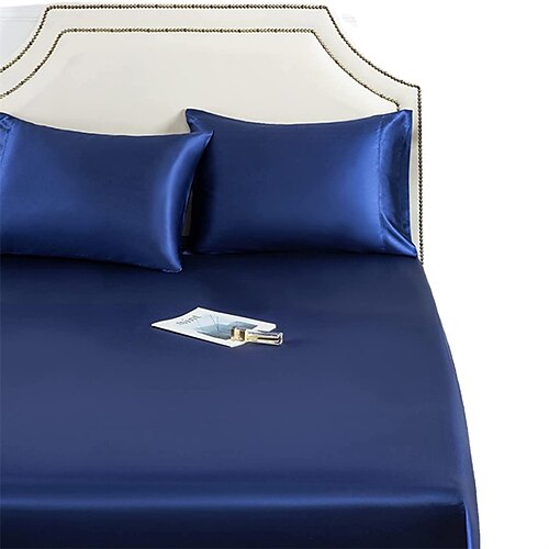 

Drap-housse simple en satin literie imitation soie couvre-lit protège-matelas