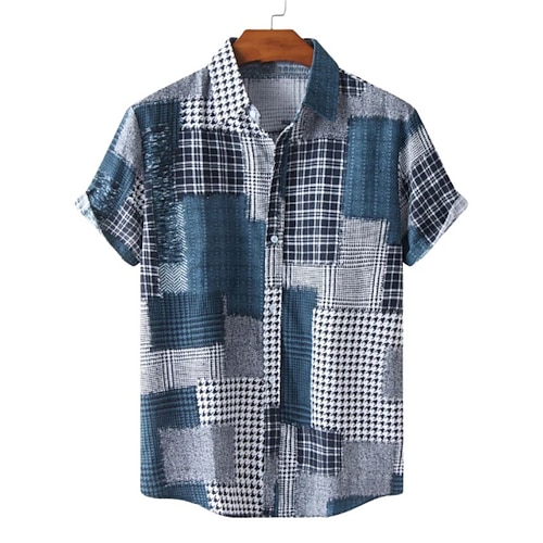 

Homme Chemise Bloc de couleur Imprimés Photos Col rabattu Bleu Extérieur Plein Air Manches courtes Bouton bas Imprimer Vêtement Tenue Sportif Mode Vêtement de rue Design