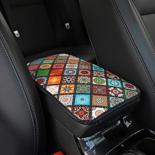 

tappetino copri bracciolo per auto universale in pelle stampa stile etnico impermeabile antiscivolo scatola di immagazzinaggio pad accessori per interni styling auto