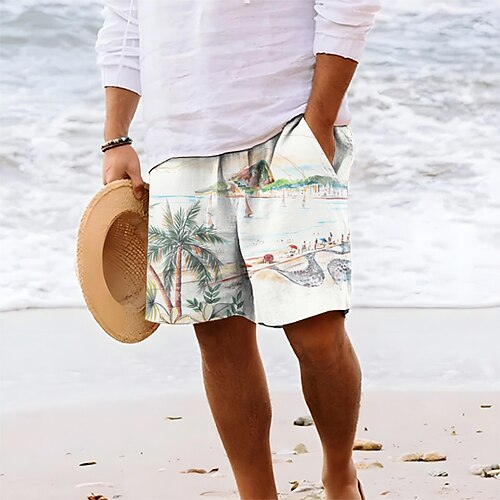 

Herre Sommer shorts Strandshorts Snørelukning Elastisk Talje Grafisk Kokos palme Åndbart Blød Korte Afslappet Daglig Ferie Gade Hawaiiansk Blå Grøn Mikroelastisk