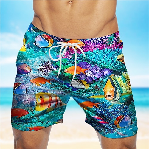 

Herre Surf shorts Badeshorts Sommer shorts Strandshorts Snørelukning med mesh-for Elastisk Talje Grafisk Fisk Åndbart Hurtigtørrende Korte Afslappet Daglig Ferie Boheme Hawaiiansk Rød Blå