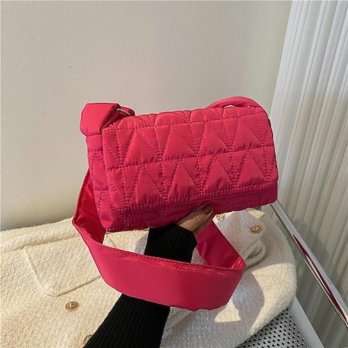 

Dame Crossbody taske Lærred Kontor Daglig Åndbart Holdbar Helfarve Sort Hvid Rosa