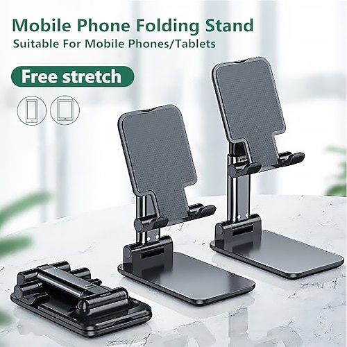 

Foldable Mobile Phone Holder Stand Retractable Adjustable Phone Holder Cradle for iPhone 13 12 11 Pro Max X iPad and All Smartphones Adjustable Metal Desk Desktop Tablet Universal Cell Phone Holder