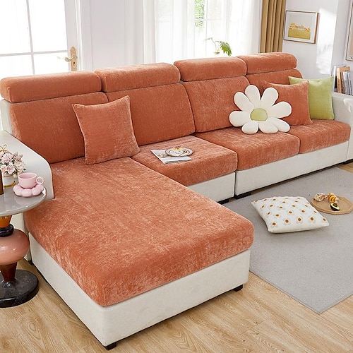 

Stretch Sofa Cover Cushion Slipcover Couch Seat Furniture Protector for 3 or 4 Seater, L Sofa, Sectional, Armchair, Loverseat Soft with Elastic Bottom