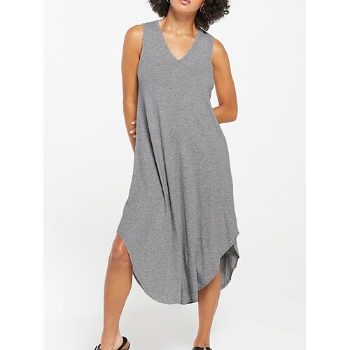 

Dame Pyjamas Nattkjole Nattskjorte Kjoler Ren farge Grunnleggende Fritid Komfort Hjem Daglig Seng Rayon Pustende V-splitt Ermeløs Vår Sommer Svart Lysegrønn