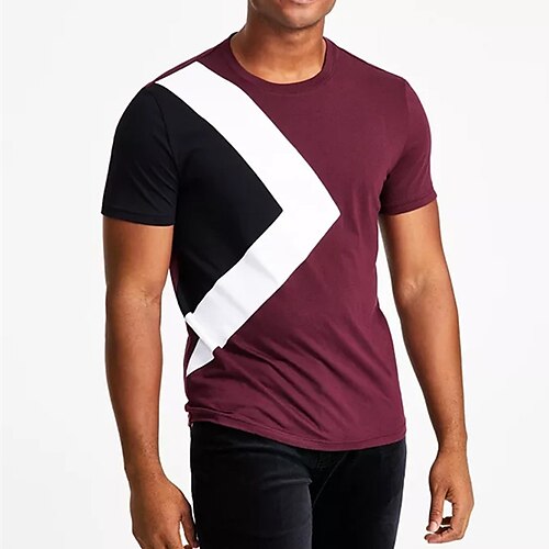 

Herre T skjorte Color Block T-skjorte Fargeblokk Crew-hals Gate Feriereise Kort Erme Lapper Klær Designer Grunnleggende Moderne Moderne