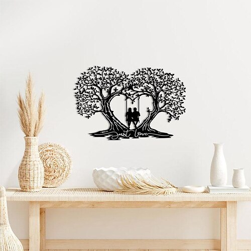 1pc Love Tree Metal Wall Art Outdoor Decor Rust Proof Wall Sculpture Ideal  For Garden, Home, Farmhouse, Patio And Bedroom