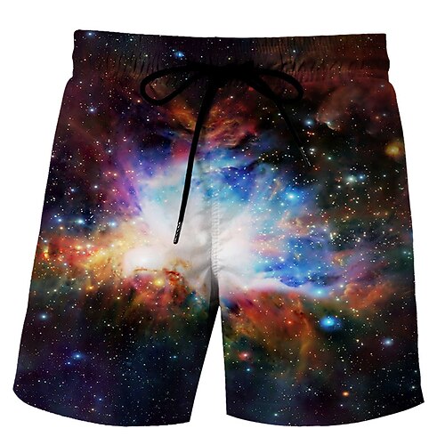 

Herre Surf shorts Badeshorts Sommer shorts Strandshorts Lomme Snørelukning Elastisk Talje Galakse Hurtigtørrende udendørs Ferie I-byen-tøj Boheme Hawaiiansk 1 2