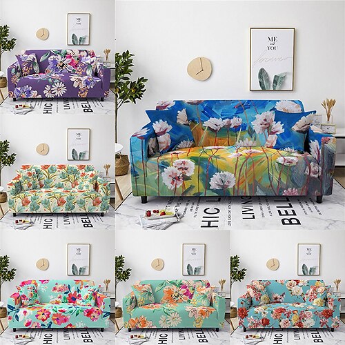 

capa de sofá elástica capa de sofá secional elástica flor para poltrona loveseat 4 ou 3 lugares chaise lounge em forma de l para sala de estar protetor de sofá à prova de poeira