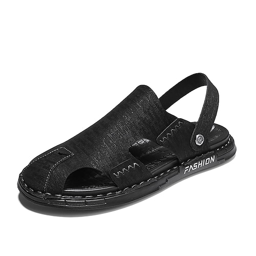 

Herre Sandaler Fritid Strandstil Daglig PU Svart Grå Vår Sommer