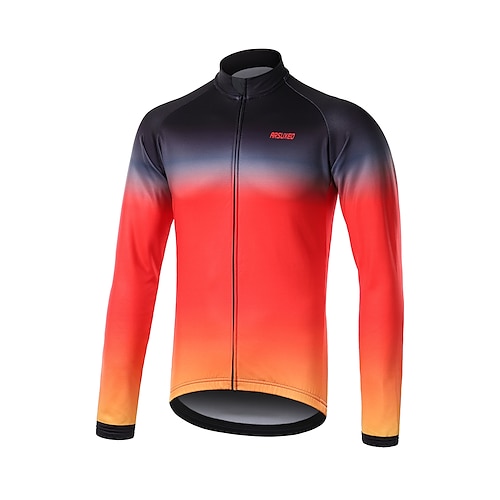 

Arsuxeo Herre Cykeltrøje Langærmet Vinter Cykel Trøje Toppe med 3 baglommer Bjerg Cykling Vej Cykling triathlon Cykling Blød Bekvem Marine Sort / Orange Rose rød sort Hældning Polyester Sport Tøj