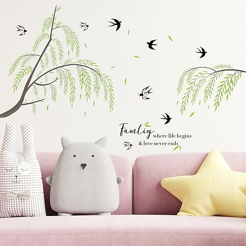 

Osier pêche fleur hirondelle amovible stickers muraux décoration de la maison stickers muraux chambre salon étude 4 pièces