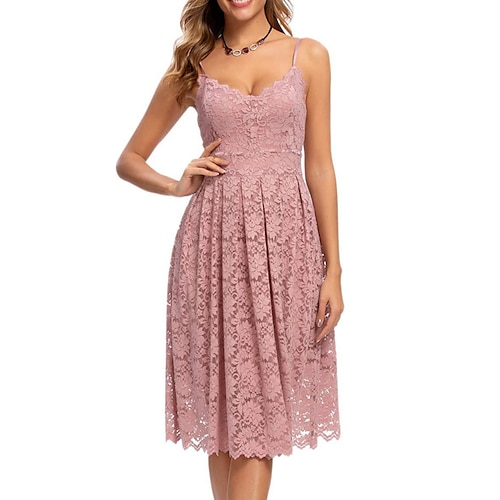 

Per donna Vestito da festa Abito di pizzo Vestito tubino Vestito longuette Nero Bianco Rosa Senza maniche Colore puro Pizzo Estate Primavera Autunno Con bretelline Di tendenza Compleanno Invitati del