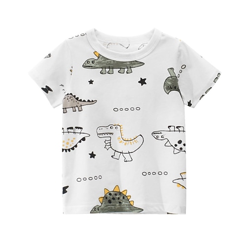 

Børn Drenge T-shirt T-shirt Tegneserie Kortærmet Crewneck Børne Top udendørs Basale Daglig Sommer Hvid 2-8 år