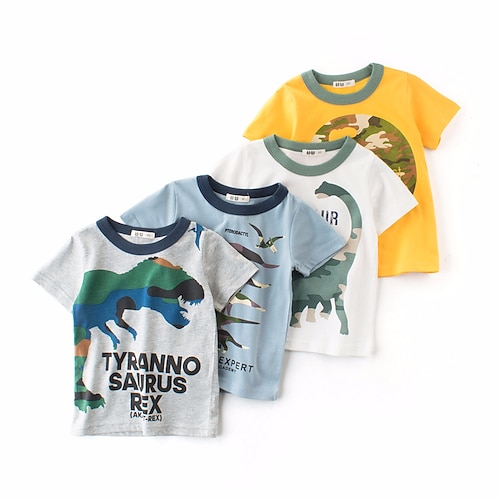 

Bambino Da ragazzo maglietta Tee Animali Cartoni animati Pelle di coccodrillo Manica corta Girocollo Cotone Top bambini Scuola Festività Fantastico Adorabile Estate Giallo 2-8 anni